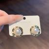 Aretes Geométricos Asimétricos de Perla Coreana Diseño Retro Nicho Exagerado Aretes Elegantes Aretes
