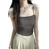 Camisola blanca plisada pura para mujer, ropa interior de verano con almohadilla para el pecho, prenda exterior Sweet Spice Girl, blusa sin mangas que adelgaza la espalda hermosa