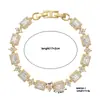Pulsera Cuadrada de Cobre Incrustada con Circonita Exquisita Europea y Americana Lujo Ligero Sensación de Alta Gama Temperamento Versátil Moda de Nicho Personalidad Joyería de Mano para Mujeres