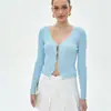 Cárdigan de Punto para Mujer, Estilo Puro Deseo, Chica Picante, Hueco, de un Solo Botón, Manga Larga, Ajuste Delgado, Cuello en V Profundo, Chaqueta Ribeteada Sexy para Primavera