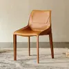 Cadeira de Selim de Luxo Leve Italiana Modelo Designer Sala de Exposição Cadeira de Couro de Ponta Minimalista Nórdico Encosto Cadeira de Jantar de Couro de Selim