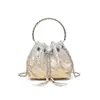 Bolsas Femininas Transfronteiriças de Comércio Exterior Europeu e Americano Bolsa Saco Céu Estrelado Gradiente com Franjas Bolsa Portátil de Strass Bolsa de Ombro Transversal para Noite