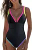 Nuevo Traje de Baño de una Pieza 2027, Color Sólido con Diseño de Bloques de Color, Secado Rápido, Sexy, Traje de Baño Transfronterizo de Comercio Exterior Europeo y Americano de Amazon para Mujeres