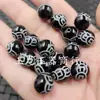 Ágata vermelha de gelo contas de dinheiro Jade contas soltas ágata preta 12mm contas qian duo pulseira DIY colar contas