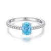 Fábricas Europeas y Americanas Suministran Directamente Anillos de Plata de Ley S925 de Lujo Ligero de Nicho con Circonita Azul para Mujeres, Al por Mayor en Stock, Vendedor Caliente en Amazon