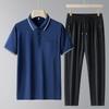Diyu Shenlong Verão Meia-idade e Idoso Pacote Papai Seda Gelo Casual Roupa Esportiva Masculina Camiseta POLO de Manga Curta Calças Duas Peças
