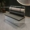 Sofá tipo booth de lujo ligero para restaurante occidental, personalización, restaurante de hot pot, restaurante de barbacoa, restaurante de cadena, bar, mesas y sillas de acero inoxidable montadas en la pared