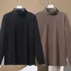 Camiseta base de terciopelo de doble cara para hombre para otoño e invierno, ropa interior térmica de terciopelo alemán de doble cara con cuello medio alto, camiseta de manga larga