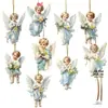 Colgante de Madera Navideño Transfronterizo Más Vendido Ángel Victoria 12 Kits para Decorar Árboles de Navidad y Ventanas