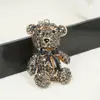 Colgante de Mochila de Oso de Diamantes Completos Coreano Nuevo Llavero de Coche Colgante de Aleación con Lazo de Color Wholesale de Yiwu