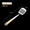Set de espátula y cucharón de acero inoxidable 304 engrosado, utensilio de cocina, espátula para cocinar en casa con mango de madera, suministros completos de cocina
