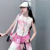 Conjunto de Verano para Niña 2026 Nuevo Estilo Dopamina Dulce Fresco Picante Estilo Chica Top y Pantalones de Pierna Ancha Conjunto de Dos Piezas