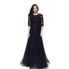 Vestido de Noche Negro Estilo Nuevo Lujo Ligero Banquete Temperamento Delgado Actuación en Escenario Modelo Anfitrión Pasarela Vestido Adelgazante