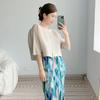 Top Plissado Miyake Feminino com Um Botão, Novo Estilo Primavera e Verão, Cardigã Pequeno, Mangas Três Quartos, Jaqueta Curta de Efeito Emagrecedor