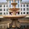 Fonte Escultura em Pedra Grande Estilo Europeu para Exterior Fonte Paisagismo Pátio Ornamento de Água Corrente Pedra Amarela Ferrugem Ornamento de Jardim com Pulverização de Água