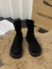 Botas Martin Elásticas de Suela Gruesa para Mujer Botas Delgadas Elegantes Famosas en Internet Otoño e Invierno 2024 Botas Cortas de Gamuza Versátiles y a la Moda con Forro Polar
