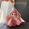 Lindo llavero colgante de peluche con forma de ojo grande para coche, con personalidad, creativo, de piel de zorro real, para bolso, adornos colgantes.