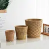Maceta grande de pie tejida de imitación de bambú para plantas verdes, maceta para jardinería exterior para jardín, balcón, patio y cestas para plantas verdes