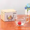 Juego de Vidrio Transparente para Desayuno en Casa Taza de Leche Taza de Té con Flores Juego de Dos Piezas Como Regalo de Evento Impresión