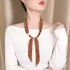 Estilo Pastoral Fresco Floral Bordado de Perlas Bufanda de Seda Tira Larga Dulce Versátil Cinta Decoración Casual para Camiseta Bufanda de Mujer