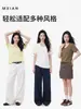 Camiseta fresca estilo coreano de 160g para mujer, de manga corta, cuello redondo grande, escote en la clavícula, corte recto holgado, top casual para el día a día