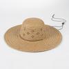 Primavera e verão nova moda casual feito à mão oco flor grande aba chapéu de palha com corda de amarrar feminino ao ar livre viagem guarda-sol