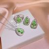 Nuevo Conjunto de Tres Piezas Celebridad de Internet Venta en Vivo Gotas de Agua Lujoso Anillo Collar Colgante Set de Aretes