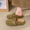 Nuevos Zapatos Planos de Mujer Estilo Vintage para el Verano, Slip-On Perezosos tipo Birkenstock con Correa de Hebilla Metálica