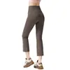 Calça Capri Fitness de Cintura Alta Levanta Bumbum Emagrecedora para Corrida Esportes Fitness Perna Ligeiramente Flare Alongadora de Pernas Versátil Roupa de Yoga para Mulheres Verão