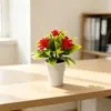 Nueva planta en maceta pequeña de loto de 5 flores de plástico transfronteriza para decoración de sala de estar en casa, maceta linda tipo helado artificial flor bonsái