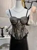 Camisola Transparente de Encaje Bustier para Mujer Nuevo Estilo Puro Deseo Temperamento Ajustado Sujetador Espalda Hermosa Top Venta al por Mayor de Fábrica