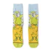 Meias Masculinas Personalizadas de Desenho Animado para Fornecimento Transfronteiriço de Anime, Meias Masculinas de Algodão Penteado, Meias de Skateboard de Comprimento Médio com Estampas de Animais