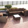 Sofá de Ratán para Exterior Nórdico Patio Terraza Jardín Exterior Balcón Combinación Mesa de Centro Ocio Impermeable Protección Solar Muebles