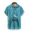 Comércio exterior 2024 estampa legal fofa de tubarão com impressão 3D camisa masculina casual de rua masculina