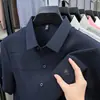 Camisa de Manga Corta Elástica Sin Costuras Transfronteriza para Hombre, Casual de Verano, Anti-arrugas, Camiseta Delgada Fresca para Papá Joven y de Mediana Edad