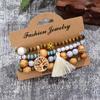 Aliexpress Europea y Americana Nuevo Estilo Joyería Borla de Turquesa Personalizado de Moda Pulsera de Disco con Cuentas para Mujer Juego de Cuatro Piezas