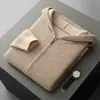 Nuevo Cárdigan con Capucha de Cachemira para Hombre Otoño e Invierno, Corte Holgado, Engrosado, Manga Larga, Color Sólido, Casual, Sudadera Cálida, Chaqueta de Punto