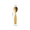 Juego de Cuchara y Tenedor Infantil de Titanio Puro Vajilla Portátil Cuchara Tenedor Alimentador de Comida para Bebés Mango Cuadrado Pequeño para Guardería