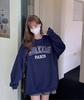 Moletom Chic de Outono com Gola Redonda para Mulheres Estilo Coreano Novo Estilo Preguiçoso Oversize Comprimento Médio Manga Longa Top Tendência Ins