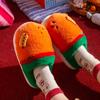 Novas Pantufas de Algodão Quentes de Hambúrguer Desenho Animado Outono e Inverno Sola Grossa Antiderrapante Plush Caseiro Casal Confinamento Doméstico Sapatos de Algodão para Mulheres