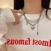 Colar Chave Coração Personalizado Dupla Camada Estilo Retrô para Homens e Mulheres, Corrente de Clavícula Estilo Hip-Hop Europeu e Americano Ins Street Aço Titânio