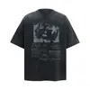 Camiseta Lavada de Verano Casual Holgada para Hombre con Estampado de Personaje de Anime Retro Americano, Tendencia Ins, Manga Corta