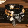Pulseiras de Casca de Coco Multicamadas Quentes de Venda Transfronteiriça Estilo Feriado, Conjunto Criativo de Pulseiras Estilo Europeu e Americano com 4 Peças, Joias de Contas Elásticas de Concha