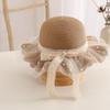 Sombrero protector solar para niños, sombrilla de verano para niñas, sombrero de paja, bolso, traje para niñas, sombrero de playa de princesa con encaje estilo occidental para niñas.