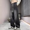 Pantalones vaqueros finos de otoño para hombre, holgados, rectos, estilo americano, con efecto de calle, teñidos con barro amarillo, pantalones anchos de otoño para niño