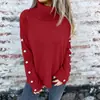 Amazon 2026 Sitio Independiente Europeo y Americano Nuevo Suéter de Punto para Mujer Otoño/Invierno Casual de Cuello Alto Abotonado para Mujer