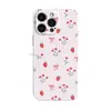 Capa de celular mini morango vermelho fresco e delicado estilo coreano e maçã floral pequena 18, capa de celular ultrafina de verão para iPhone 16