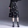 Saia estampada de bolinhas da moda para mulheres, novo estilo outono/inverno 2026, saia elegante e que afina em linha A, saia plissada moderna e que rejuvenesce