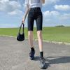 Foto Real Shorts Jeans Retos de Cinco Pontos Femininos 2022 Novo Cintura Alta Elástico Emagrecimento Envolto Envolto Montaria Calças da Moda