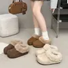 Pantuflas de algodón Birkenstock de estilo casual para mujer, aptas para usar en exteriores, nuevo modelo otoño e invierno 2026, zapatillas de media caña cerradas de punta peludas con forro de felpa, modernas